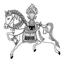 CABALLO DE VIENTO. EN la tradición del budismo tibetano es un símbolo de la idea del bienestar o la buena fortuna, Se supone que trae paz, riqueza y armonía.