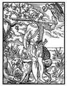 CAZADOR. De el libro de los oficios (Ständebuch).1558. Nuremberg. Dibujo y adaptación de Ex libris personal sobre el original
