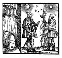 VINATEROS. Portada del Weinbuch de Johann Rasch (1582). Dibujo y adaptación de Ex libris personal sobre el original