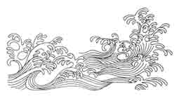 LA OLA. Dibujo tradicional chino. Dibujo y adaptación de Ex libris personal sobre el original