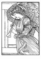 ANGEL TOCANDO EL FAGOT.
Sir Edward Burne-Jones 1878. Dibujo y adaptación de Ex libris personal sobre el original
