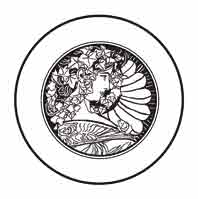 MUCHA. Dibujo y adaptación de Ex libris personal sobre el original 